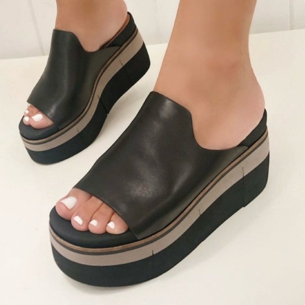 Naked Feet FLOW Platform Slides in Black Size 10